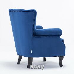 Oyster Wing Back Armchair Velvet Upholstered Bedroom Fireside Lounge Tub Chair