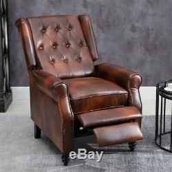 PU Leather Recliner Armchair Fireside Sofa Chair Wingback Button Tufted Home BN