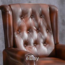 PU Leather Recliner Armchair Fireside Sofa Chair Wingback Button Tufted Home BN