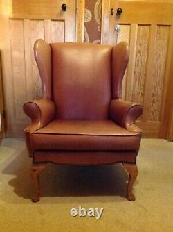 Pair Of Chesterfield Leather Wingback Fireside Armchairs (2 Armchairs)
