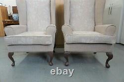 Pair Of Fabric Wingback Fireside Chairs 2 Months Old