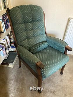 Pair Of Fireside Armchairs Excellent Condition, Silk Upholstered, Hard Wood