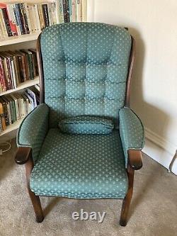Pair Of Fireside Armchairs Excellent Condition, Silk Upholstered, Hard Wood