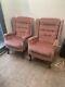 Pair Of Fireside Chairs Winged Back Queen Annlovely Pink Chairs Good Condition