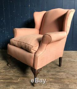 Pair Of Near Matching Antique WingBack Fire Side Armchairs Project DELIVERY