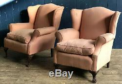 Pair Of Near Matching Antique WingBack Fire Side Armchairs Project DELIVERY