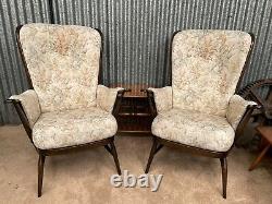 Pair Vintage Ercol Evergreen chairs fireside wingback 70's vintage uk Delivery