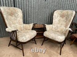 Pair Vintage Ercol Evergreen chairs fireside wingback 70's vintage uk Delivery