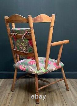 Pair Vintage Large Antique Pine Carver Chairs Fireside Farmhouse
