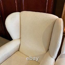 Pair of Cream Wingback Fireside Armchairs