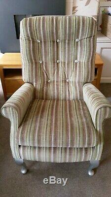 Pair of Queen Anne, fireside, wing back, chair & recliner