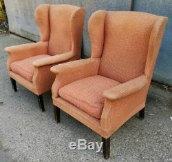 Pair of Vintage Parker Knoll PK 709 Wing Back Fireside Armchairs For Recover