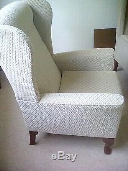 Pair of Wing Back Fireside Fabric Lounge Armchairs