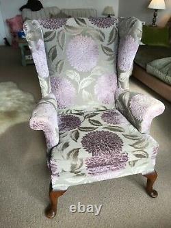 Parker Knoll Fireside Chair in Sanderson Velvet Ceres & J Brown Modena Fabric