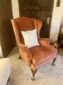 Parker Knoll PK976 fire side wingback arm chair, Original salmon pink velour