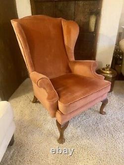 Parker Knoll PK976 fire side wingback arm chair, Original salmon pink velour