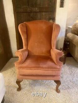 Parker Knoll PK976 fire side wingback arm chair, Original salmon pink velour