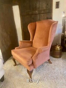 Parker Knoll PK976 fire side wingback arm chair, Original salmon pink velour