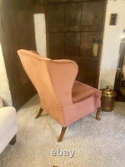 Parker Knoll PK976 fire side wingback arm chair, Original salmon pink velour