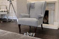 Parker Knoll SHAFTSBURY Tweed Grey' Fabric Single Wing Back Fireside Chair