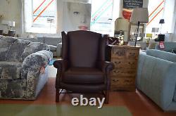 Parker Knoll Sinatra Armchair Brown Leather Wingback Fireside Accent Chair