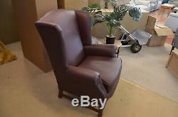 Parker Knoll Sinatra Armchair Brown Leather Wingback Fireside Accent Chair BNWT