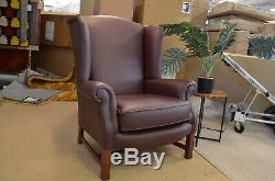 Parker Knoll Sinatra Armchair Brown Leather Wingback Fireside Accent Chair BNWT