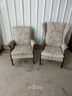 Parker Knoll Vintage Retro Pair Of His & Hers Chairs Seats Wing Back Fireside