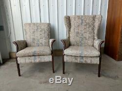 Parker Knoll Vintage Retro Pair Of His & Hers Chairs Seats Wing Back Fireside