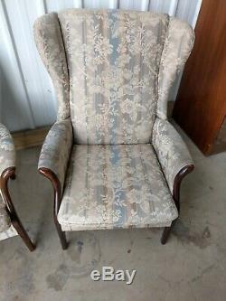 Parker Knoll Vintage Retro Pair Of His & Hers Chairs Seats Wing Back Fireside