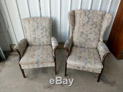 Parker Knoll Vintage Retro Pair Of His & Hers Chairs Seats Wing Back Fireside