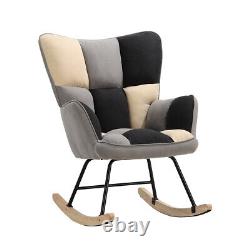 Patchwork Fabric Armchair Recliner Rocking Chair Relaxing Napping Rocking Sofa