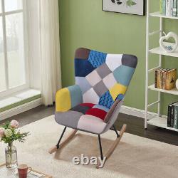 Patchwork Fabric Armchair Wing Back Chair Leisure Single Sofa Bedroom Fireside