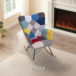 Patchwork Fabric Armchair Wing Back Chair Leisure Single Sofa Bedroom Fireside