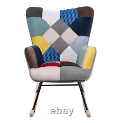 Patchwork Fabric Armchair Wing Back Chair Leisure Single Sofa Bedroom Fireside