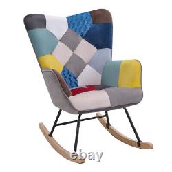 Patchwork Fabric Armchair Wing Back Chair Leisure Single Sofa Bedroom Fireside