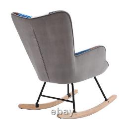 Patchwork Fabric Armchair Wing Back Chair Leisure Single Sofa Bedroom Fireside