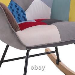 Patchwork Fabric Armchair Wing Back Chair Leisure Single Sofa Bedroom Fireside
