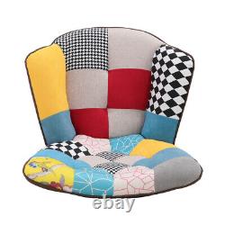 Patchwork Fabric Armchair Wing Back Chair Leisure Single Sofa Bedroom Fireside