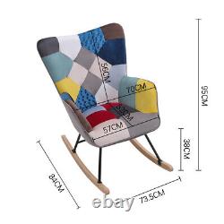 Patchwork Fabric Armchair Wing Back Chair Leisure Single Sofa Bedroom Fireside