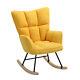 Patchwork Fabric Upholstered Rocking Chair Balcony Sun Lounger Rocker Armchair