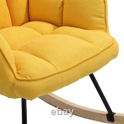 Patchwork Fabric Upholstered Rocking Chair Balcony Sun Lounger Rocker Armchair