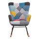 Patchwork Fireside Sofa Single Rocking Chair Wing Back Armchair Lazy Swing Seat