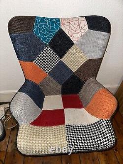 Patchwork High Back Chair Lounge Chair Accent Armchair Fireside