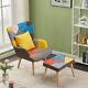 Patchwork High Back Chair With Footstool Lounge Chair Accent Armchair Fireside