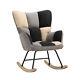 Patchwork Upholstered Wing Back Rocking Chair Recliner Tub Sofa Rocker Armchair