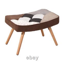 Patchwork Wingback Armchair Fireside Lounge Chair & Footstool for Living Bedroom