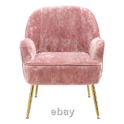 Pink Crushed Velvet Fireside Armchair Single Seater Sofa Padded Seat Club Chairs