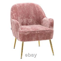 Pink Crushed Velvet Fireside Armchair Single Seater Sofa Padded Seat Club Chairs