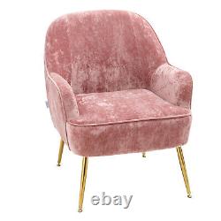 Pink Crushed Velvet Fireside Armchair Single Seater Sofa Padded Seat Club Chairs